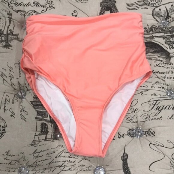 Athena Solid High Waist Ruched Bikini Bottoms - Picture 3 of 8